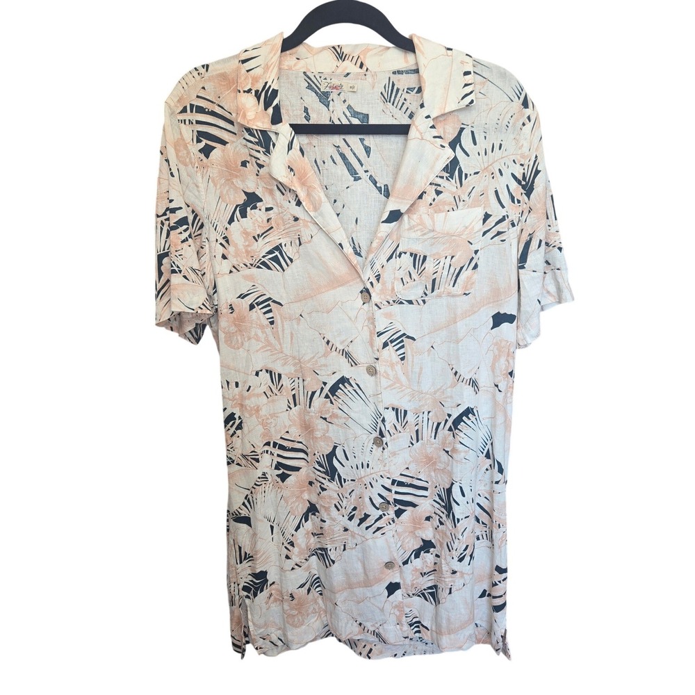 Faherty Linen Blend Dress ButtonUp Linen Tropical Coastal Travel Vacation Medium